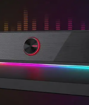RGB Soundbar Speaker voor PC – 2.0 Stereo Desktop Luidspreker met USB en 3.5mm Aansluiting