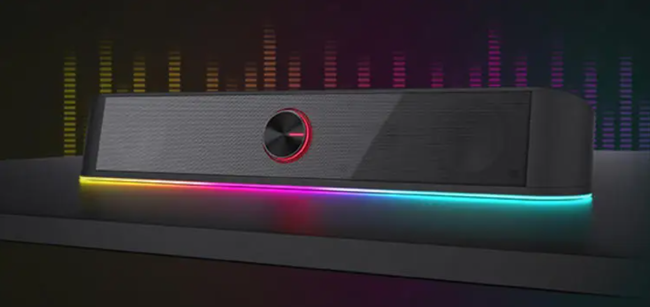 RGB Soundbar Speaker voor PC – 2.0 Stereo Desktop Luidspreker met USB en 3.5mm Aansluiting