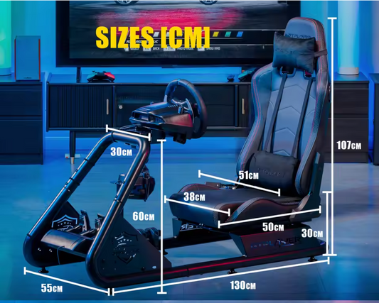 Sim Racing Cockpit met Stoel en Speakers – Verstelbare Racing Simulator met Stuur- en Pedaalhouder