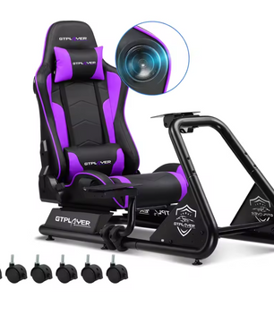 Sim Racing Cockpit met Stoel en Speakers – Verstelbare Racing Simulator met Stuur- en Pedaalhouder