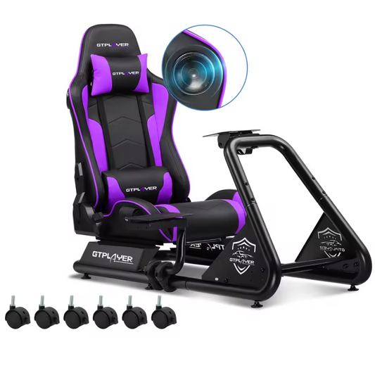 Sim Racing Cockpit met Stoel en Speakers – Verstelbare Racing Simulator met Stuur- en Pedaalhouder