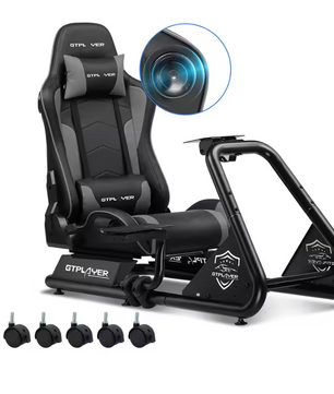 Sim Racing Cockpit met Stoel en Speakers – Verstelbare Racing Simulator met Stuur- en Pedaalhouder