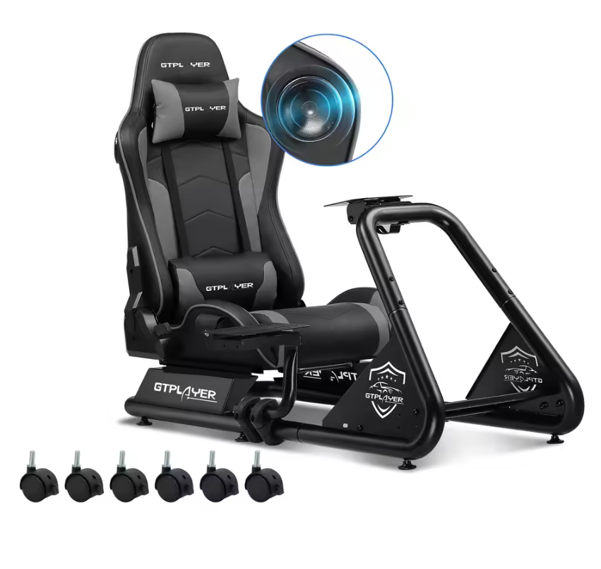 Sim Racing Cockpit met Stoel en Speakers – Verstelbare Racing Simulator met Stuur- en Pedaalhouder