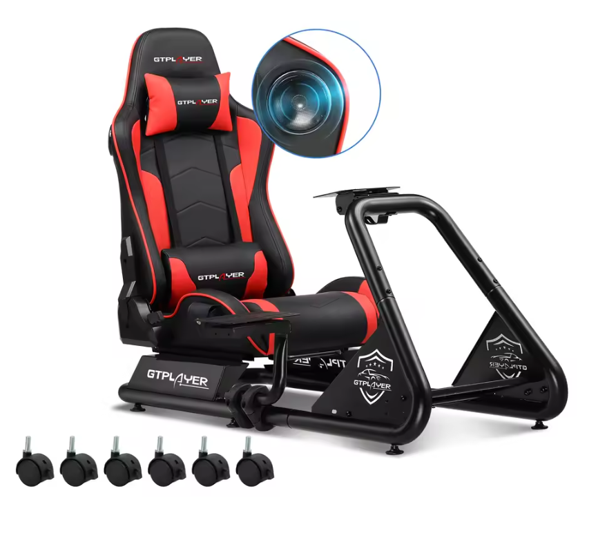 Sim Racing Cockpit met Stoel en Speakers – Verstelbare Racing Simulator met Stuur- en Pedaalhouder