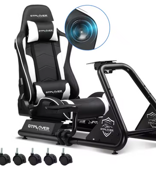 Sim Racing Cockpit met Stoel en Speakers – Verstelbare Racing Simulator met Stuur- en Pedaalhouder