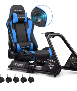 Sim Racing Cockpit met Stoel en Speakers – Verstelbare Racing Simulator met Stuur- en Pedaalhouder