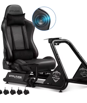 Sim Racing Cockpit met Stoel en Speakers – Verstelbare Racing Simulator met Stuur- en Pedaalhouder