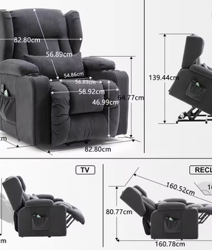 Elektrische Relaxstoel met Sta-op Hulp en Massage – Verstelbare TV Fauteuil met Voetsteun en Opbergruimte