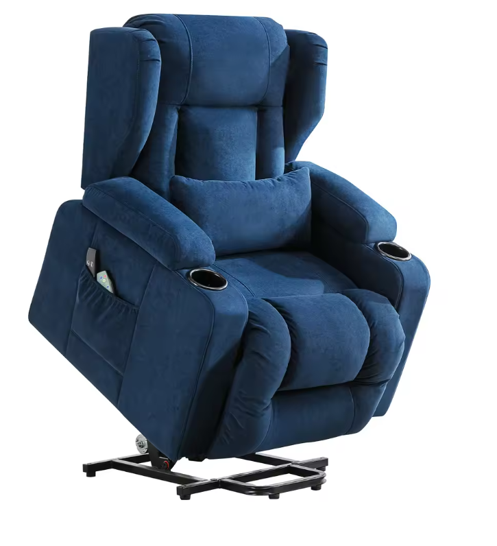 Elektrische Relaxstoel met Sta-op Hulp en Massage – Verstelbare TV Fauteuil met Voetsteun en Opbergruimte