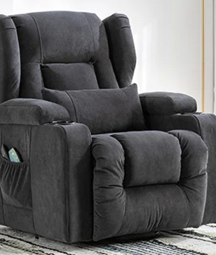 Elektrische Relaxstoel met Sta-op Hulp en Massage – Verstelbare TV Fauteuil met Voetsteun en Opbergruimte