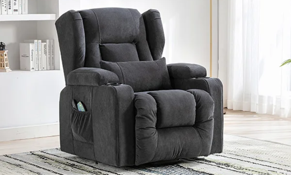 Elektrische Relaxstoel met Sta-op Hulp en Massage – Verstelbare TV Fauteuil met Voetsteun en Opbergruimte