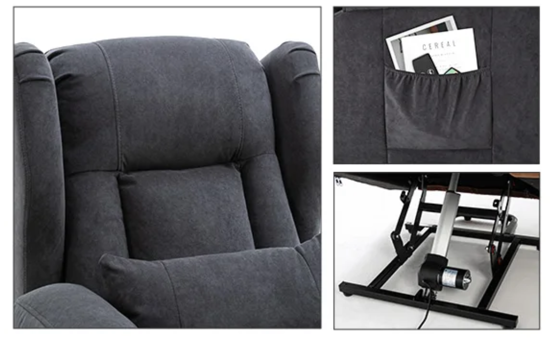 Elektrische Relaxstoel met Sta-op Hulp en Massage – Verstelbare TV Fauteuil met Voetsteun en Opbergruimte