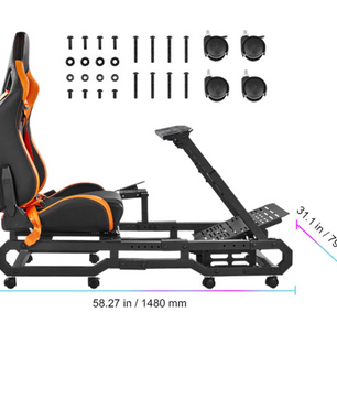 Racing Wheel Stand met Stoel – Verstelbare Simulator Cockpit van Staal met Shifter Mount