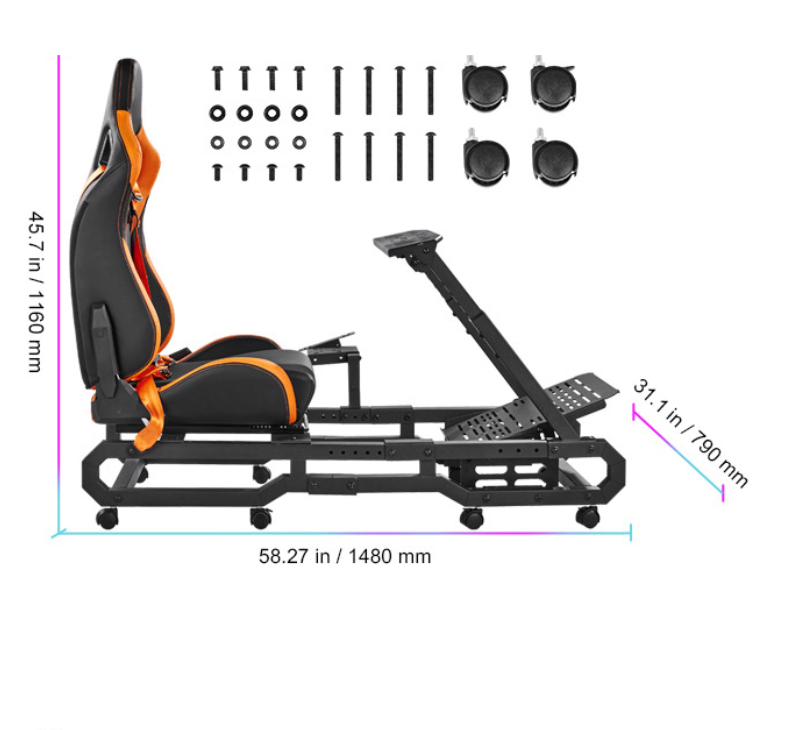 Racing Wheel Stand met Stoel – Verstelbare Simulator Cockpit van Staal met Shifter Mount