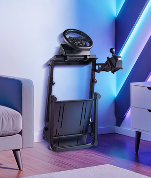 Racing Wheel Stand met Shifter Mount – Verstelbare Simulator Standaard van Staal, Opvouwbaar Design