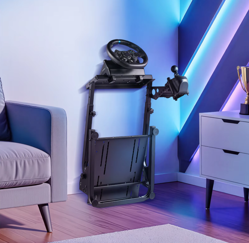 Racing Wheel Stand met Shifter Mount – Verstelbare Simulator Standaard van Staal, Opvouwbaar Design