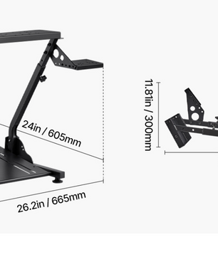 Racing Wheel Stand met Shifter Mount – Verstelbare Simulator Standaard van Staal, Opvouwbaar Design