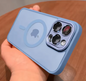 Magnetische Telefoonhoes met Lensbescherming – Matte Transparante Case met Schokabsorptie en Draadloos Opladen