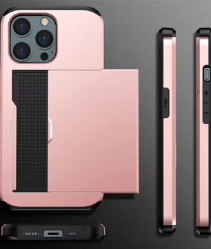 Telefoonhoes met Kaartslot – Schokbestendige Case met Slide Wallet en Dubbele Bescherming