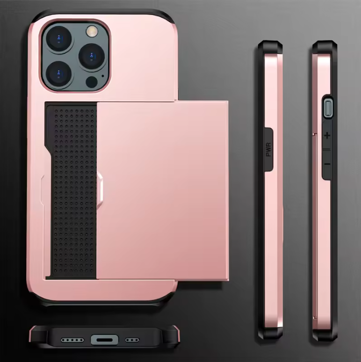 Telefoonhoes met Kaartslot – Schokbestendige Case met Slide Wallet en Dubbele Bescherming
