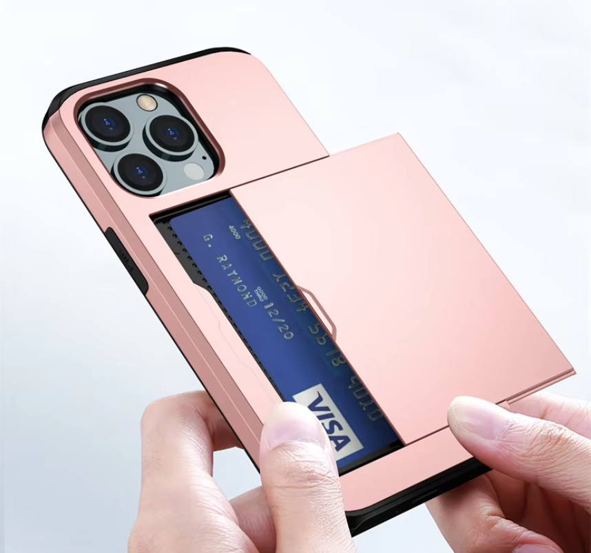 Telefoonhoes met Kaartslot – Schokbestendige Case met Slide Wallet en Dubbele Bescherming