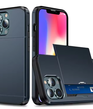 Telefoonhoes met Kaartslot – Schokbestendige Case met Slide Wallet en Dubbele Bescherming