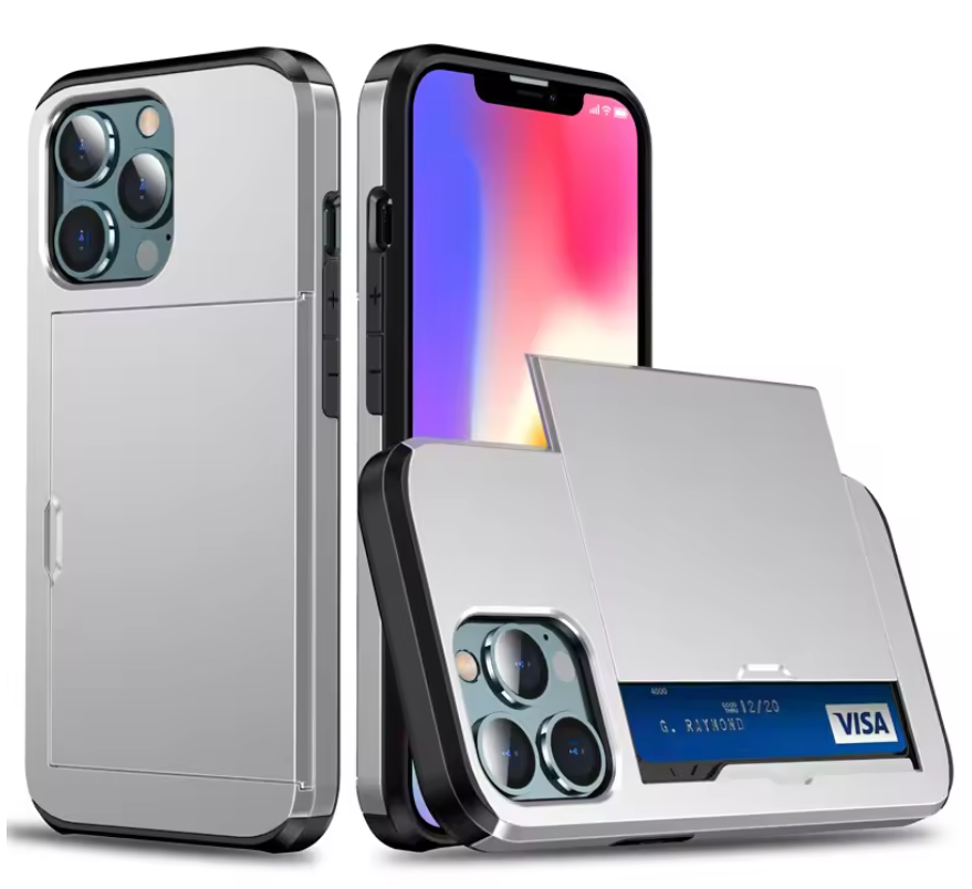 Telefoonhoes met Kaartslot – Schokbestendige Case met Slide Wallet en Dubbele Bescherming
