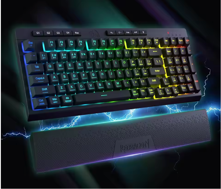 Draadloos Gaming Toetsenbord met RGB – 98 Toetsen, Macro Functies en Polssteun