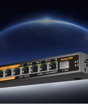 2.5G Managed Netwerk Switch – 8 Poorten + 10G SFP Uplink, Stil en Krachtig