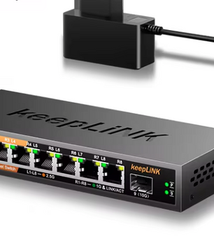 2.5G Managed Netwerk Switch – 8 Poorten + 10G SFP Uplink, Stil en Krachtig