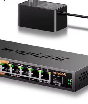 2.5G Managed Netwerk Switch – 8 Poorten + 10G SFP Uplink, Stil en Krachtig
