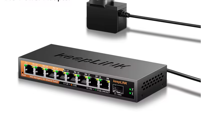 2.5G Managed Netwerk Switch – 8 Poorten + 10G SFP Uplink, Stil en Krachtig