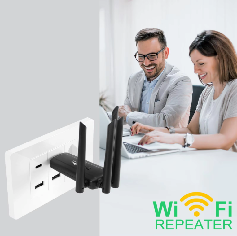 nterieur!  WiFi Versterker 300Mbps – Repeater met 4 Antennes en Groot Bereik