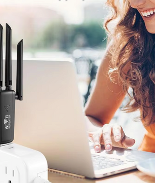nterieur!  WiFi Versterker 300Mbps – Repeater met 4 Antennes en Groot Bereik