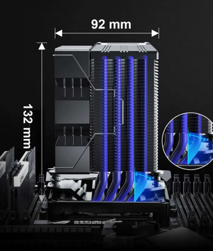 CPU Koeler met ARGB en Temperatuurdisplay – 4 Heatpipes LGA1700/AM5