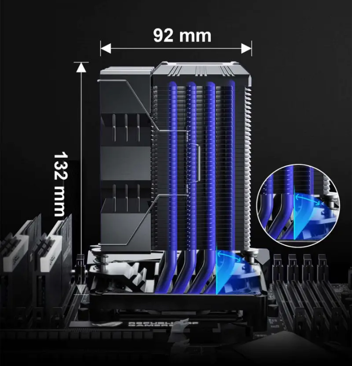 CPU Koeler met ARGB en Temperatuurdisplay – 4 Heatpipes LGA1700/AM5