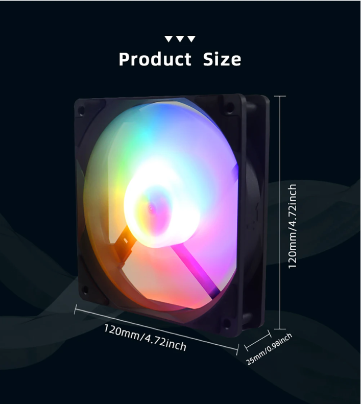 120mm PC Case Fan met RGB – Stille Gaming Ventilator met Hoge Koelprestaties