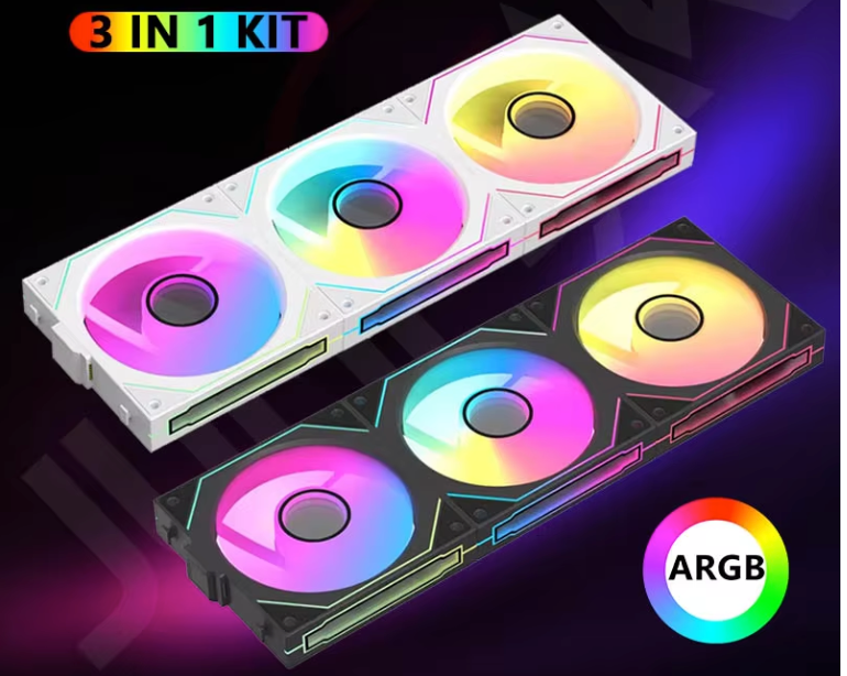 360mm PC Case Fan Set – 3×120mm ARGB met Infinity Mirror en Modulaire Koppeling