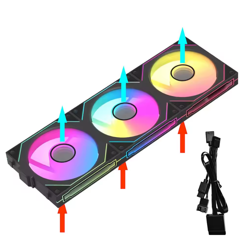 360mm PC Case Fan Set – 3×120mm ARGB met Infinity Mirror en Modulaire Koppeling