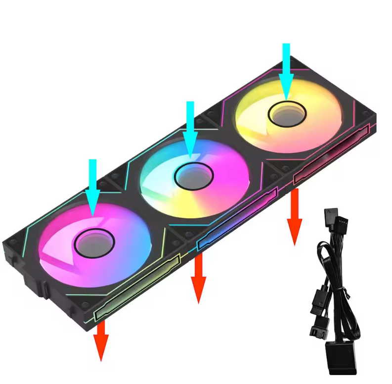 360mm PC Case Fan Set – 3×120mm ARGB met Infinity Mirror en Modulaire Koppeling