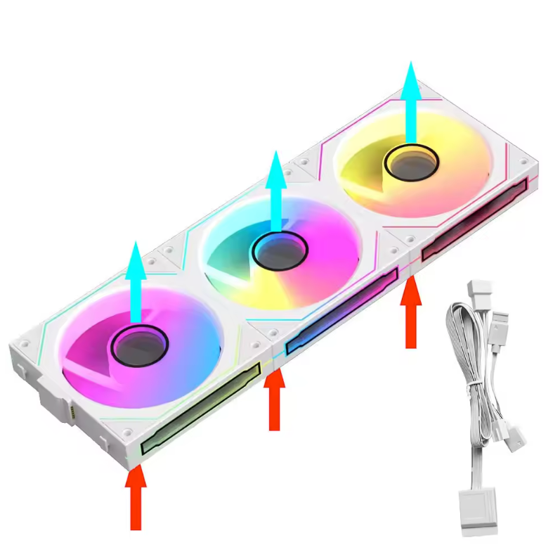 360mm PC Case Fan Set – 3×120mm ARGB met Infinity Mirror en Modulaire Koppeling