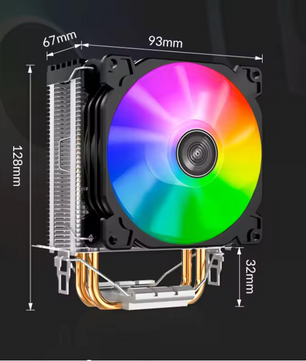 CPU Koeler Tower met RGB – 2 Heatpipes en 92mm Ventilator voor Intel en AMD