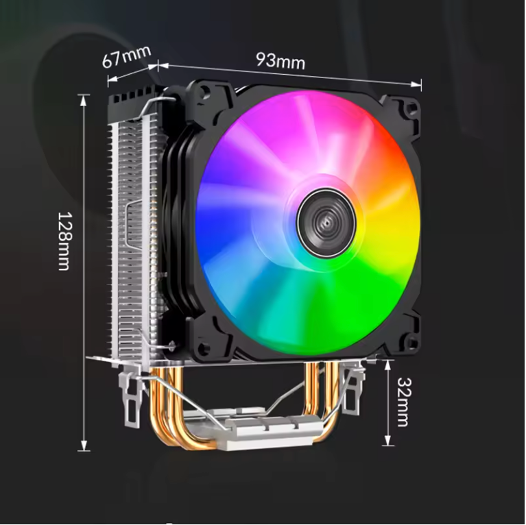 CPU Koeler Tower met RGB – 2 Heatpipes en 92mm Ventilator voor Intel en AMD