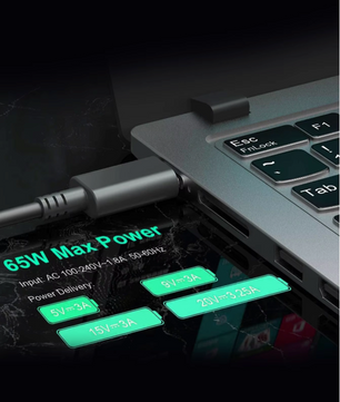 65W USB-C Laptop Oplader – Snellader Adapter met Type-C Kabel