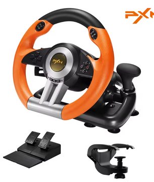 Gaming Racing Stuur met Pedalen – 180° Rotatie, Dubbele Vibratie en Multiplatform Compatibiliteit