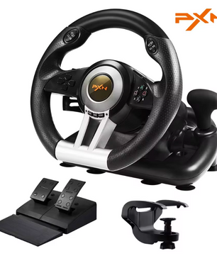 Gaming Racing Stuur met Pedalen – 180° Rotatie, Dubbele Vibratie en Multiplatform Compatibiliteit