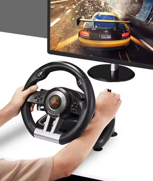 Gaming Racing Stuur met Pedalen – 180° Rotatie, Dubbele Vibratie en Multiplatform Compatibiliteit