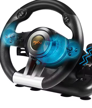 Gaming Racing Stuur met Pedalen – 180° Rotatie, Dubbele Vibratie en Multiplatform Compatibiliteit