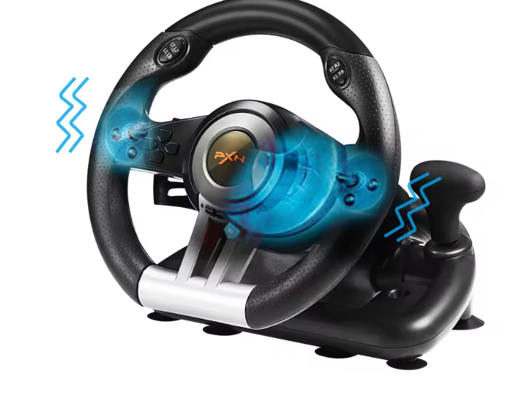 Gaming Racing Stuur met Pedalen – 180° Rotatie, Dubbele Vibratie en Multiplatform Compatibiliteit