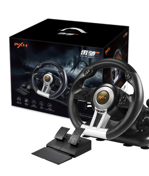 Gaming Racing Stuur met Pedalen – 180° Rotatie, Dubbele Vibratie en Multiplatform Compatibiliteit